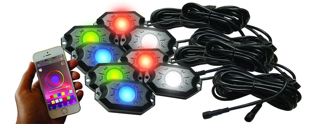 RS8PRGBW – RACESPORT LT Underbody Light Kit, Pod Strips Multi-Color 5 Volt With Bluetooth App Control 8 Pieces